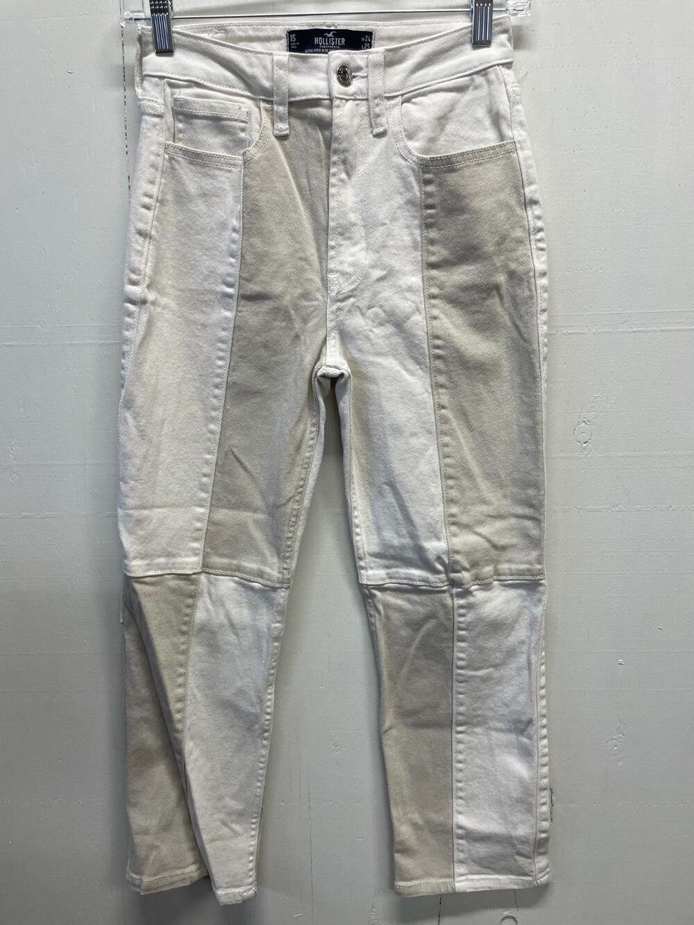 Hollister Juniors 2-Tone Jeans Ivory/Beige 24 Ultra High-Rise Vintage Straight